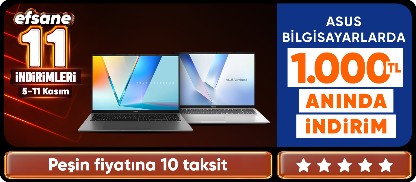 Seçili Asus Bilgisayarlarda 1.000 TL Kupon