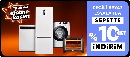 Seçili Beyaz Eşyalarda Sepette %10 Net İndirim