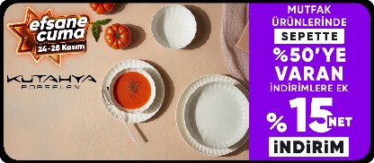 Kütahya Porselen ürünlerinde Sepette %50'ye varan indirime ek %15 net indirim