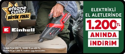 Einhell Tüm İndirimlere Ek 3.000 TL'ye 200 TL / 5000'e 450 TL /10.000 TL'ye 1200 TL kupon İndirimi 