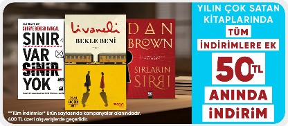 Yılın Çok Satan Kitaplarında Tüm İndirimlere Ek 50 TL Anında İndirim