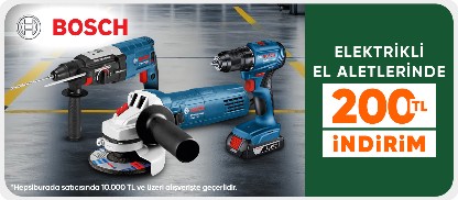 Bosch Markalı Hepsiburada Satıcılı Ürünlerde 10000 TL'ye 200 TL İndirim