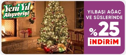 Yılbaşı Ağaçlarında ve Süslerinde Sepette %25 İndirim