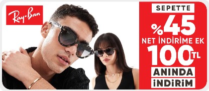 Ray-Ban Güneş Gözlüklerinde Sepette %45 Net İndirime Ek 100 TL Kupon İndirimi