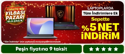 Laptoplarda Sepette %5 net İndirim