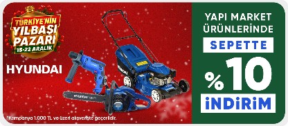 Hyundai Markalı Ürünlerde 1000 TL Üzeri %10 indirim