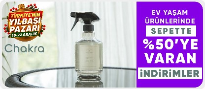 Chakra mağazasında Sepette %50'ye Varan İndirim