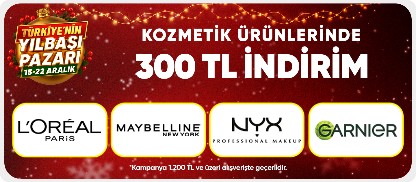 Kozmetik Ürünlerinde  300 TL'ye Varan İndirimle