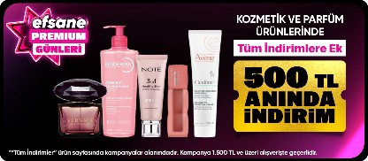 Güzellik ürünlerinde tüm indirimlere ek 500 TL indirim