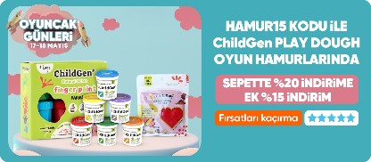 HAMUR15 kodu ile childgen playdough oyun hamurlarında sepette %20 indirime ek %15 indirim