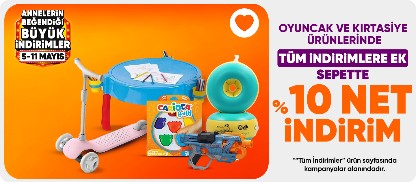 oyuncak kırtasiye ürünlerinde %10 net indirim