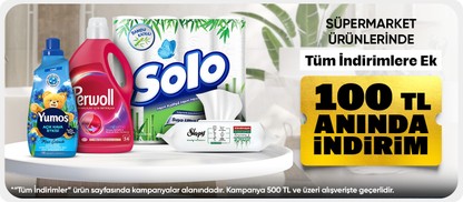 Süpermarket ürünlerinde 500tlye 100tl indirim