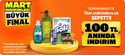 Mart Süpermarkette Tüm İndirimlere Ek 800 TL üzerine 150 TL kupon