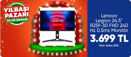 Lenovo Legion 24.5" R25f-30 FHD 240 Hz 0.5ms Monitör 67B8GACBTK