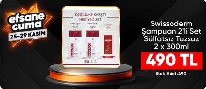 Swissoderm Şampuan 2'li Set Normal & Kuru Saç Vegan sine Karşı Sülfatsız Tuzsuz 2x300ml