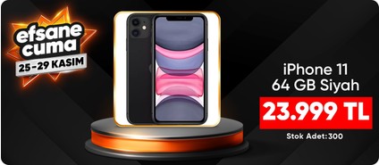 iPhone 11 64 GB Siyah Aksesuarsız Kutu