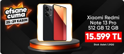 Xiaomi Redmi Note 13 Pro 512GB 12GB (Xiaomi Türkiye Garantili) Siyah