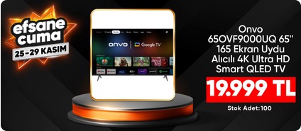 Onvo 65OVF9000UQ 65'' 165 Ekran Uydu Alıcılı 4K Ultra HD Smart QLED TV