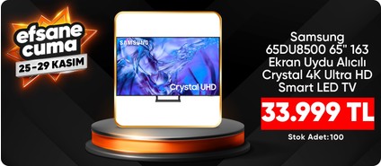 Samsung 65DU8500 65" 163 Ekran Uydu Alıcılı Crystal 4K Ultra HD Smart LED TV