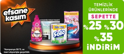 Deterjan Temizlik Ürünlerinde 50 TL ve üzerine Sepette %25 %30 %35 İndirimler (CMS)