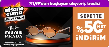 Rayban, Prada, Miu Miu gözlükler sepette %50 net indirim 