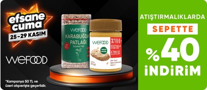 Wefood Markalı Ürünlerde 50 TL ve Üzerine Sepette %40 İndirim!