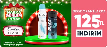 Emotion Ve Blade Deodorantlarda 600 TL ve Üzerine 125 TL İndirim