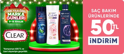 Clear saç bakim ürünlerde 400 TL’ye 50 TL İndirim