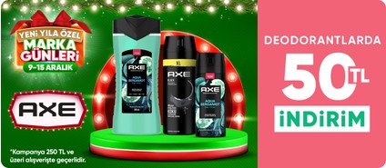 Axe deodorantlarda 250 TL’ye 50 TL İndirim