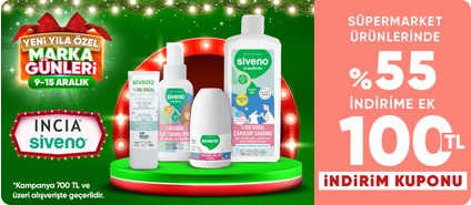 Siveno ve INCIA ürünlerinde %55+ indirime ek 700 TL ve üzerine 100 TL kupon!