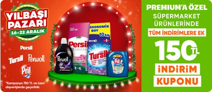 Perwoll,Persil,Pril, Vernel,Tursil Ürünlerinde Premium Özel  tüm indirimlere ek 150 TL İndirim kuponu