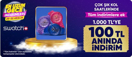 Swatch Kol Saatlerinde  Tüm İndirimlere Ek 1000 TL ve Üzeri 100 TL Kupon