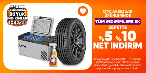 Oto Aksesuar Ürünlerinde Tüm İndirimlere Ek Sepette %5 %10  Net İndirim