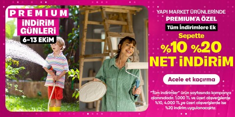 Yapı Market Ürünlerinde Sepette %10 - %20 Net İndirim