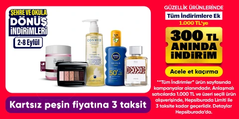 Güzellik ürünlerinde tüm indirimlere ek "1000 TL'ye 300 TL indirim