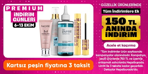 Güzellik ürünlerinde tüm indirimlere sepette 150 TL indirim