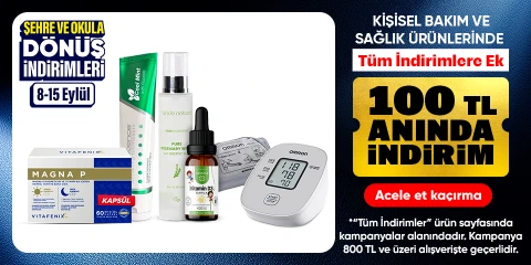 Kişisel Bakım ve Sağlık Ürünlerinde  Tüm İndirimlere Ek  100 TL İndirim