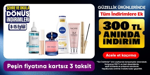 tüm indirimlere ek "900 TL'ye 300 TL indirim