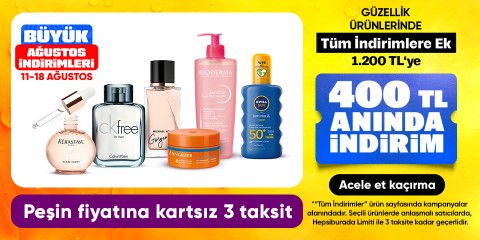 Güzellik ürünlerinde  "Tüm indirimlere ek 1200 TL'ye 400 TL kupon indirim"