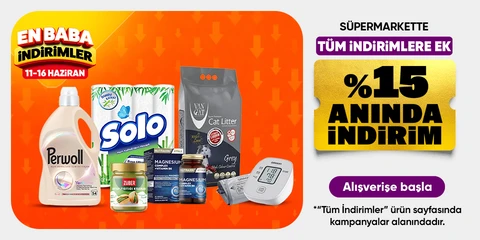 Süpermarkette tüm indirimlere ek sepette %15 anında indirim