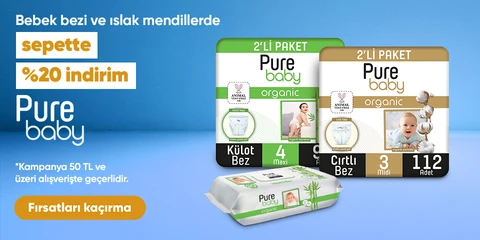 Pure Baby Bebek Bezi ve Islak Mendillerde 50 TL ve üzerine Sepette %20 İndirim