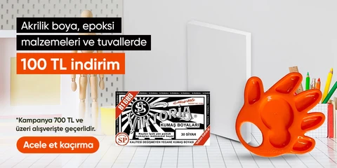 Akrilik Boya, Epoksi Malzemeleri ve Tuvallerde 700 TL'ye 100 TL İndirim