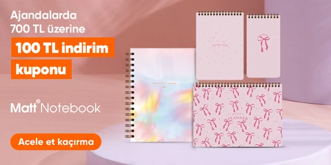 Matt Notebook Ajandalarda 700 TL Üzerine 100 TL Kupon Fırsatı!