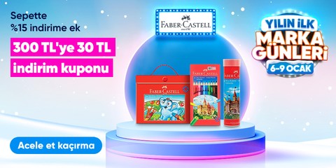 Faber Castell Kırtasiye Ürünlerinde Sepette %15 İndirim + 300 TL'ye 30 TL Kupon