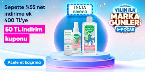 INCIA & Siveno Bebek Bakım Ürünlerinde Sepette Net %55 İndirim'e Ek 400 TL'ye 50 TL İndirim Kuponu