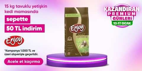 Enjoy 15 Kg Kedi Maması 1000 TL Üzeri 50 TL İndirim!