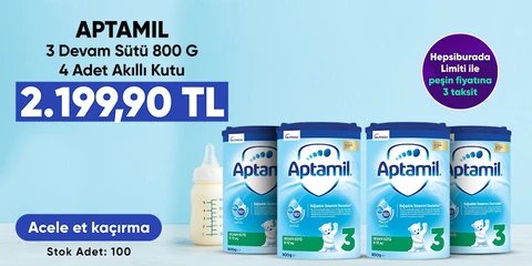 Aptamil 3 Devam Sütü 800 Gr 9-12 Ay Akıllı Kutu X 4 Adet 2.199,90 TL