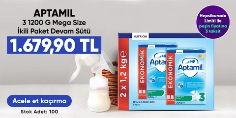 Aptamil 3 1200 Gr Mega Size İkili Paket Devam Sütü 9-12 Ay 1679,90 TL