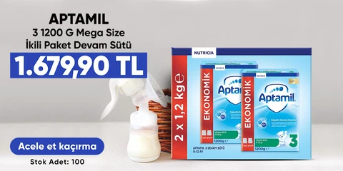 Aptamil 3 1200 Gr Mega Size İkili Paket Devam Sütü 9-12 Ay 1679,90 TL