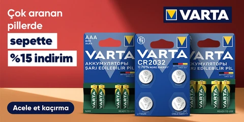 Varta markalı ürünlerde sepette %15 indirim!